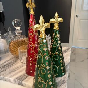 Vintage rare pier 1 shell capiz Christmas tree treo stunning set tree toppers